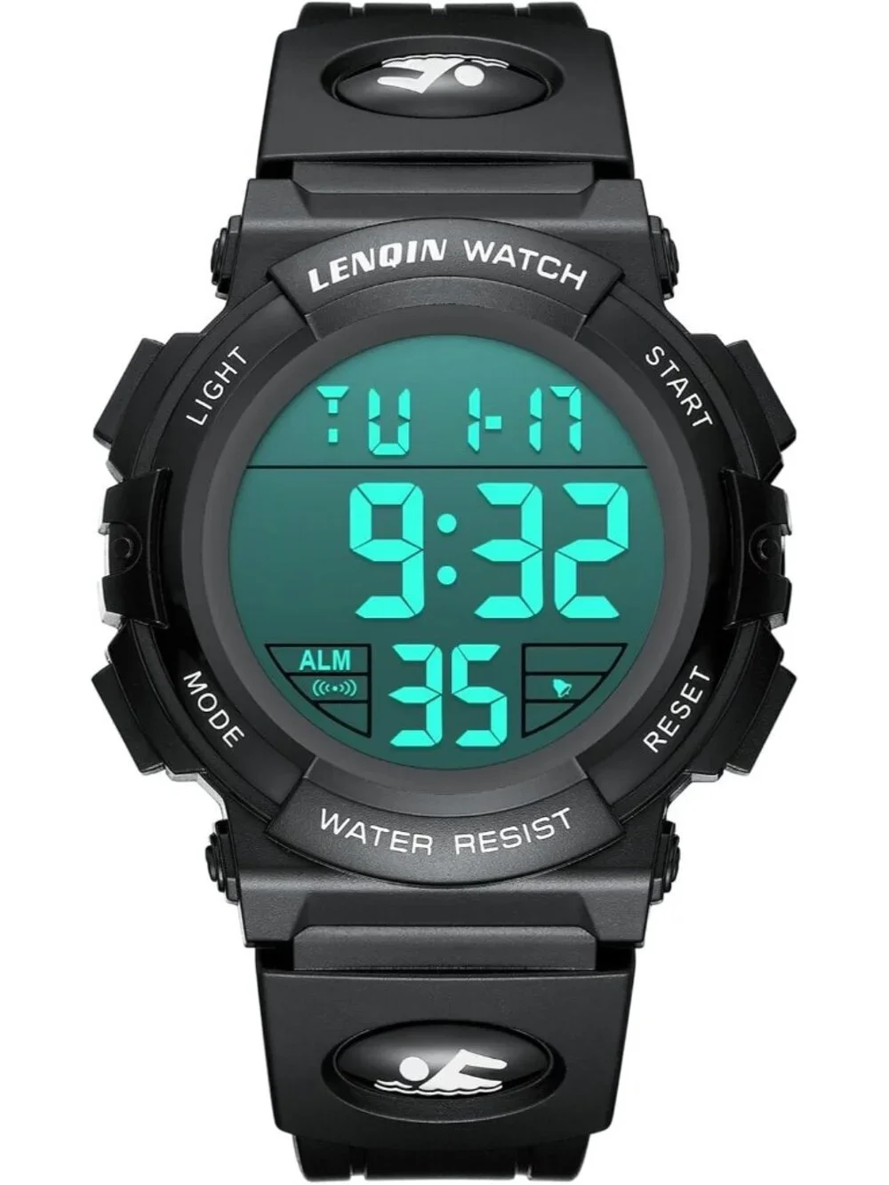 Men's Black Analog Quartz Sports Waterproof Tactical Digital Alarm Wrist Watch